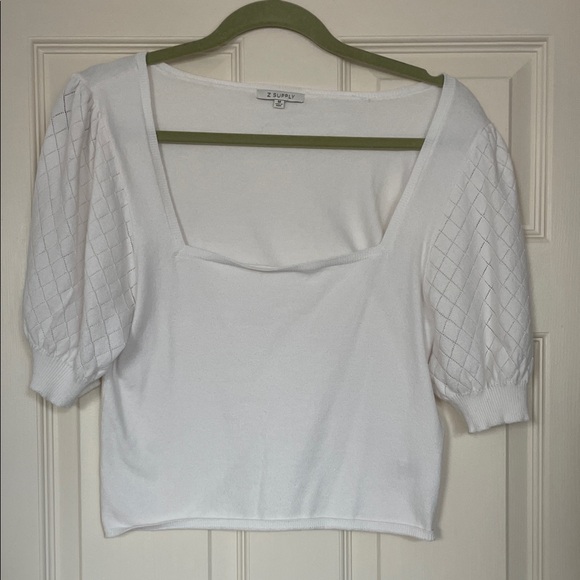 White crop sweater T shirt - Picture 1 of 2